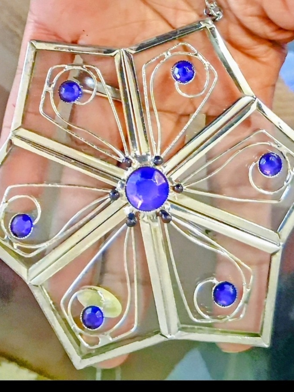 Custom Made Vintage Genuine Seaglass And Sterling Silver  Christmas Ornaments
